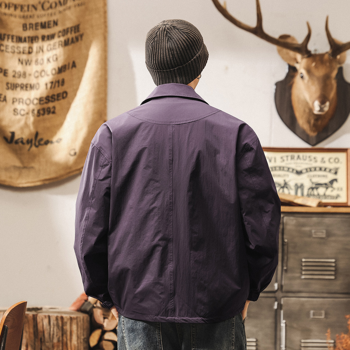 雙面穿美式復古戶外三防衝鋒衣外套男春季新款城市通勤教練夾克男