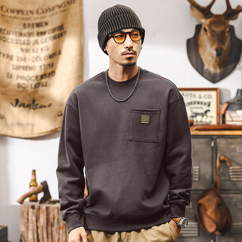 美式復古460g重磅衛衣男秋冬款加厚2024新款潮牌簡約男士寬鬆上衣