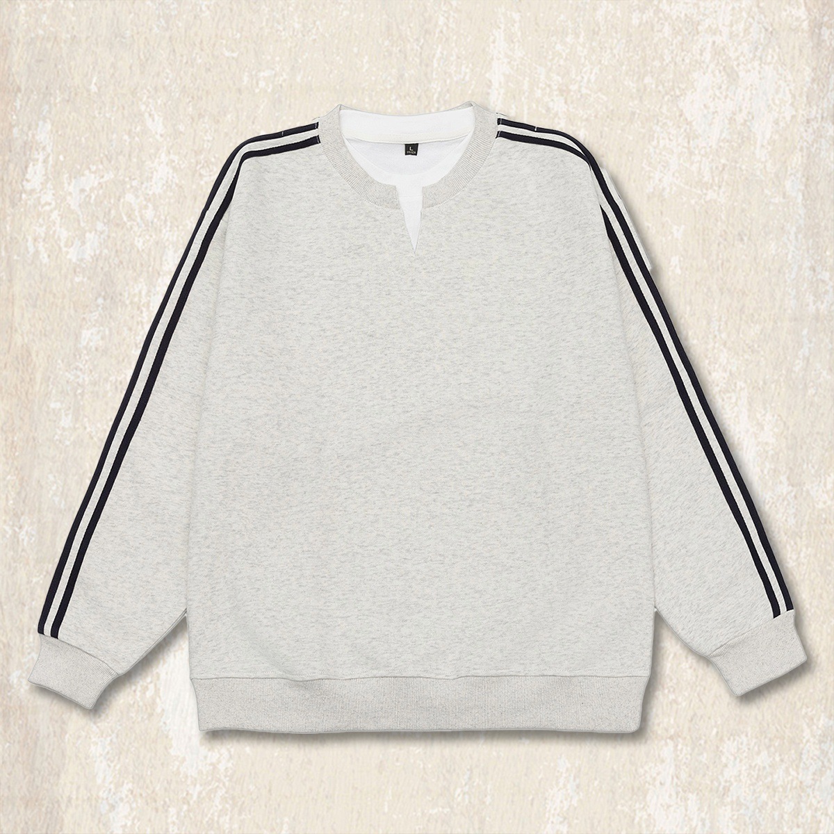 美式復古假兩件420g重磅衛衣男士春秋寬鬆2025新款三條槓男生上衣