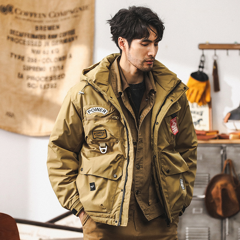 美式復古工裝羽絨服男冬季加厚山系戶外機能硬漢獵裝外套男秋冬款