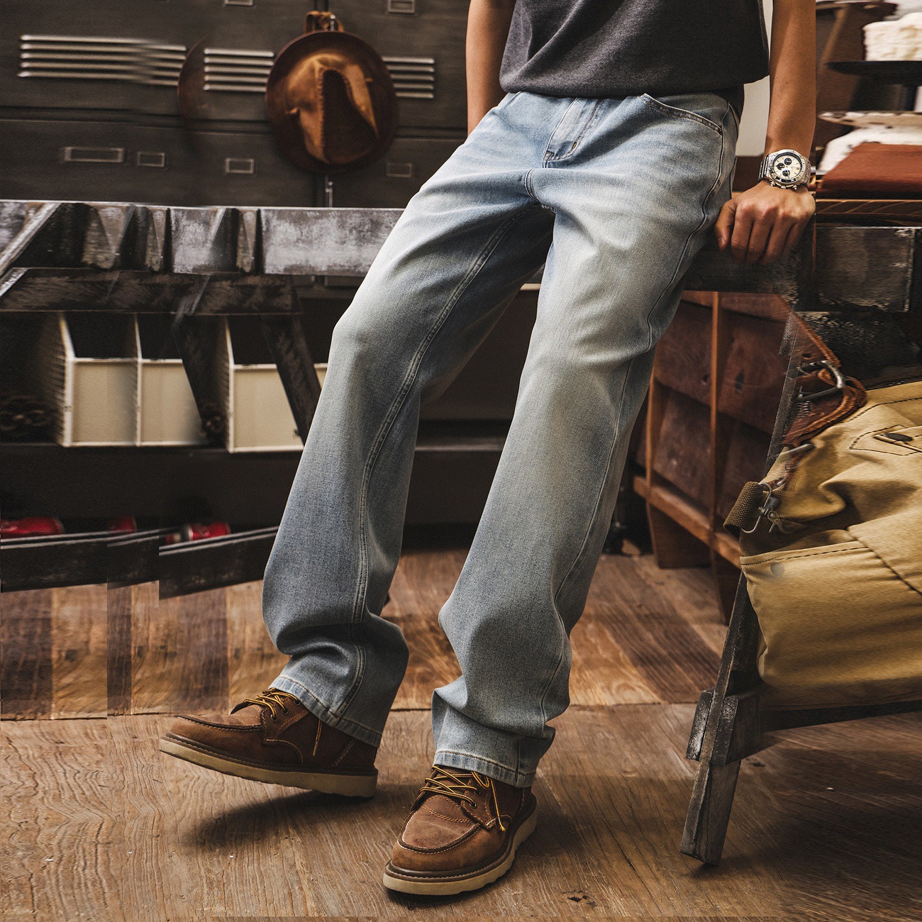 美式復古春季男款牛仔褲彈力直筒2026新款潮牌男士褲子寬鬆休閒褲