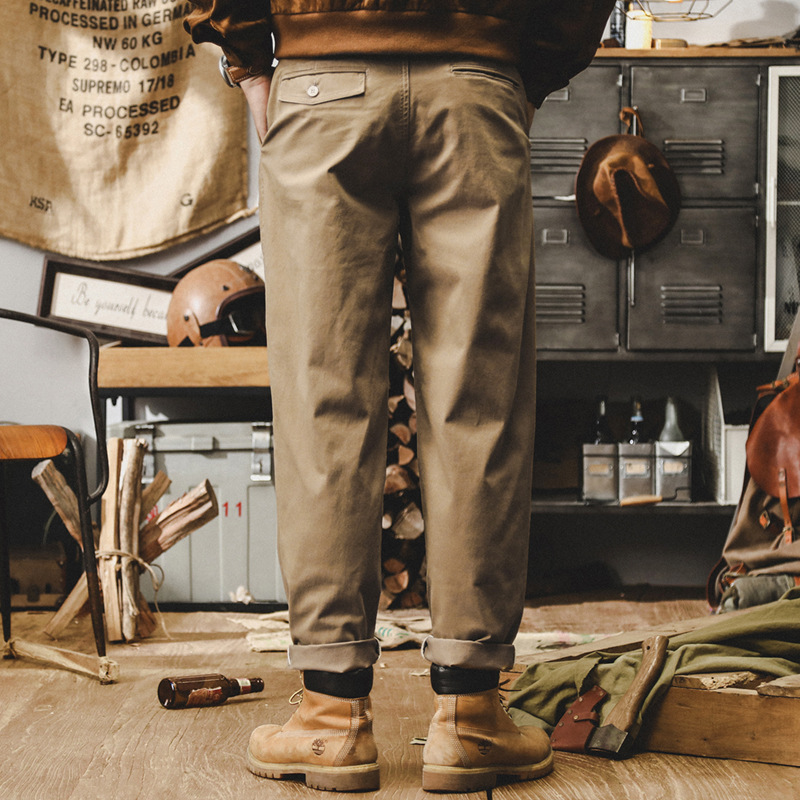 美式複古重磅工裝褲子男2024年新款男士休閑褲春秋季簡約錐形長褲