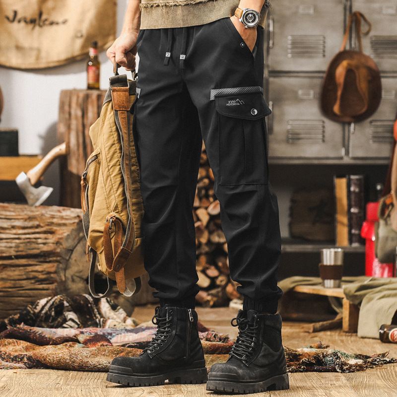 美式復古工裝褲子男春秋款潮牌城市戶外運動通勤防潑水寬鬆休閒褲