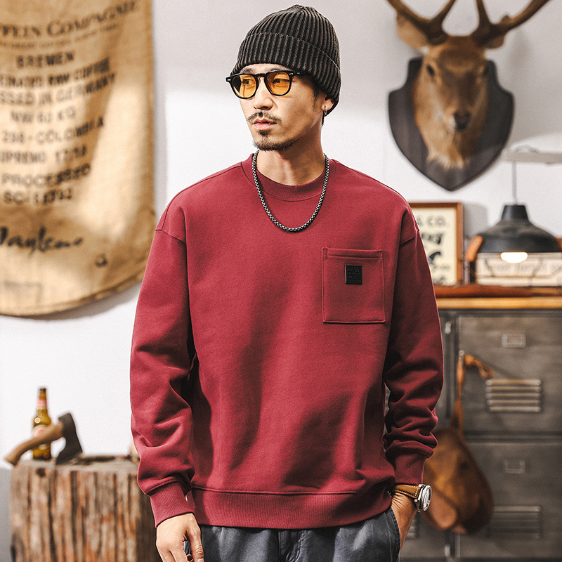 美式復古460g重磅衛衣男秋冬款加厚2024新款潮牌簡約男士寬鬆上衣
