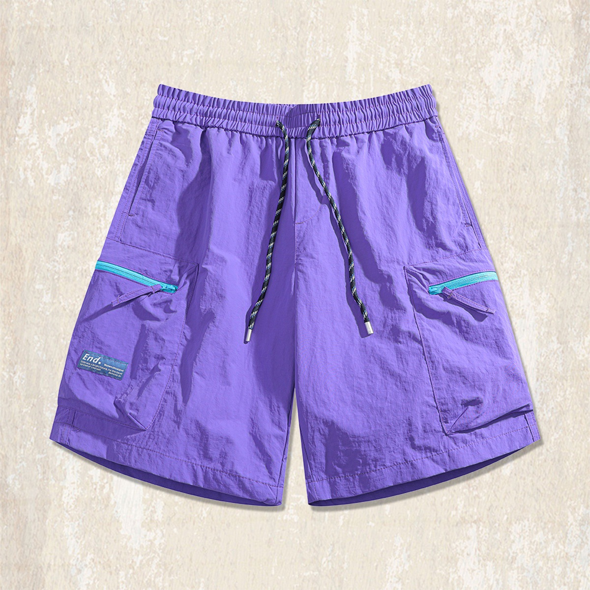 美式戶外順滑冰絲涼感工裝短褲男夏季粉色薄款褲子男休閒五分褲男