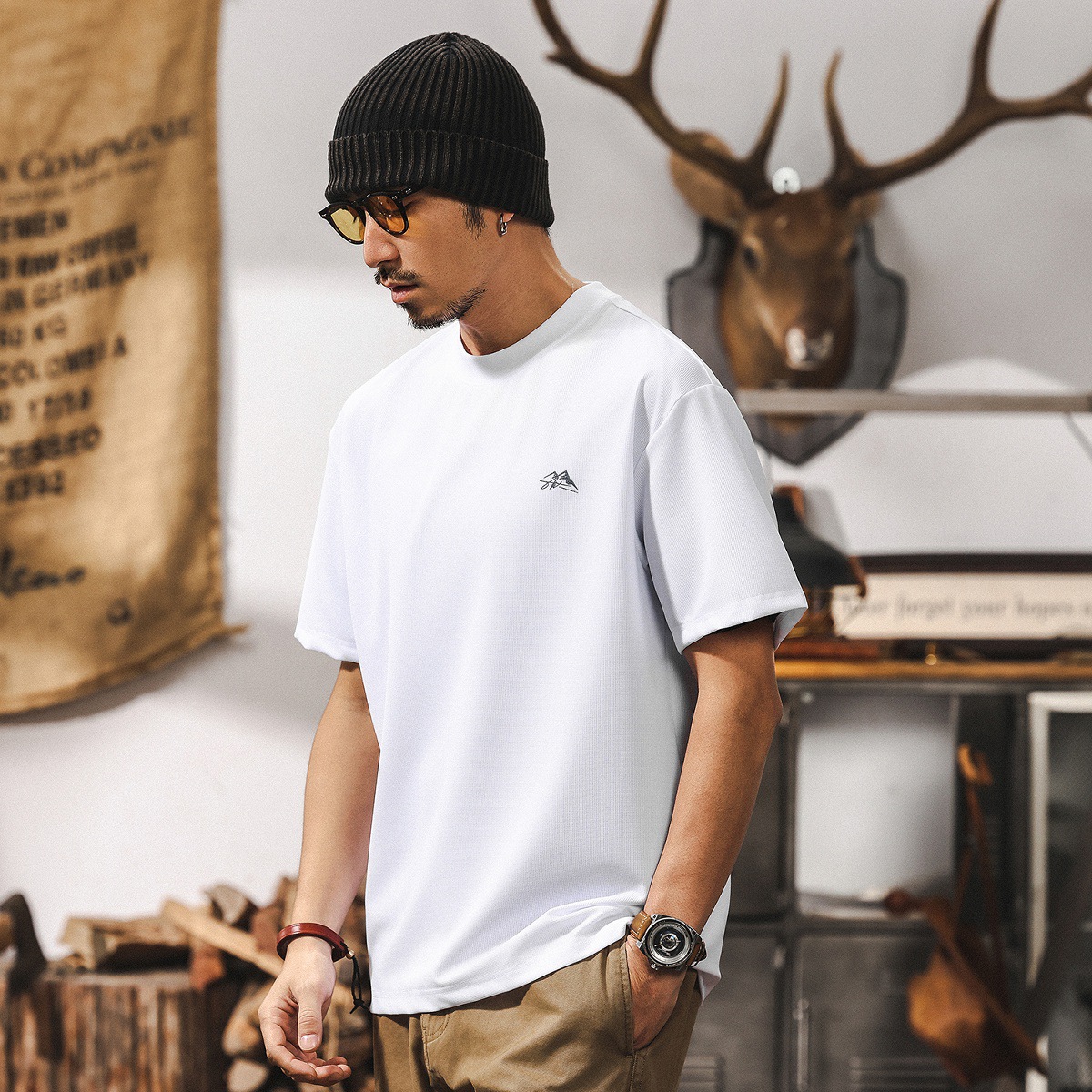 美式復古山系戶外透氣T恤男短袖夏季薄款運動速乾衣寬鬆男士上衣