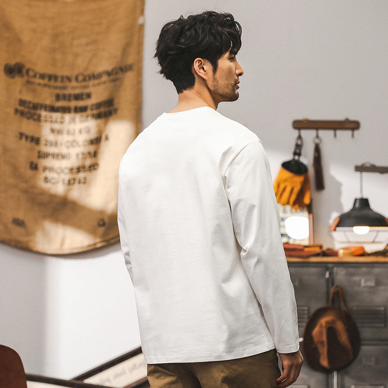 杰雷諾美式復古260g重磅長袖男T恤男秋季2024新款寬鬆上衣T打底衫