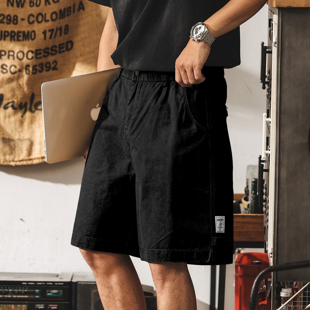 美式復古水洗工裝短褲男夏季新款潮牌中褲寬鬆大碼休閒五分褲子男