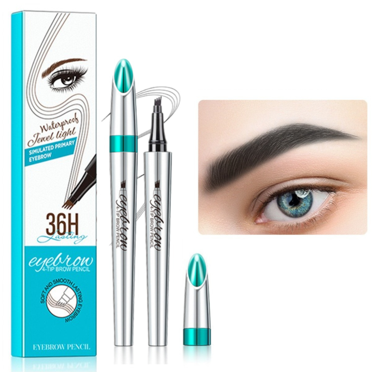 Magic Eyebrow Pencil, 3D Waterproof Microblading Eyebrow Pencil, 4 Tipped Precise Brow Pen, Natural Fine Stroke Microblading Eyebrow Pencil, Eye Brow Pencils for Women
