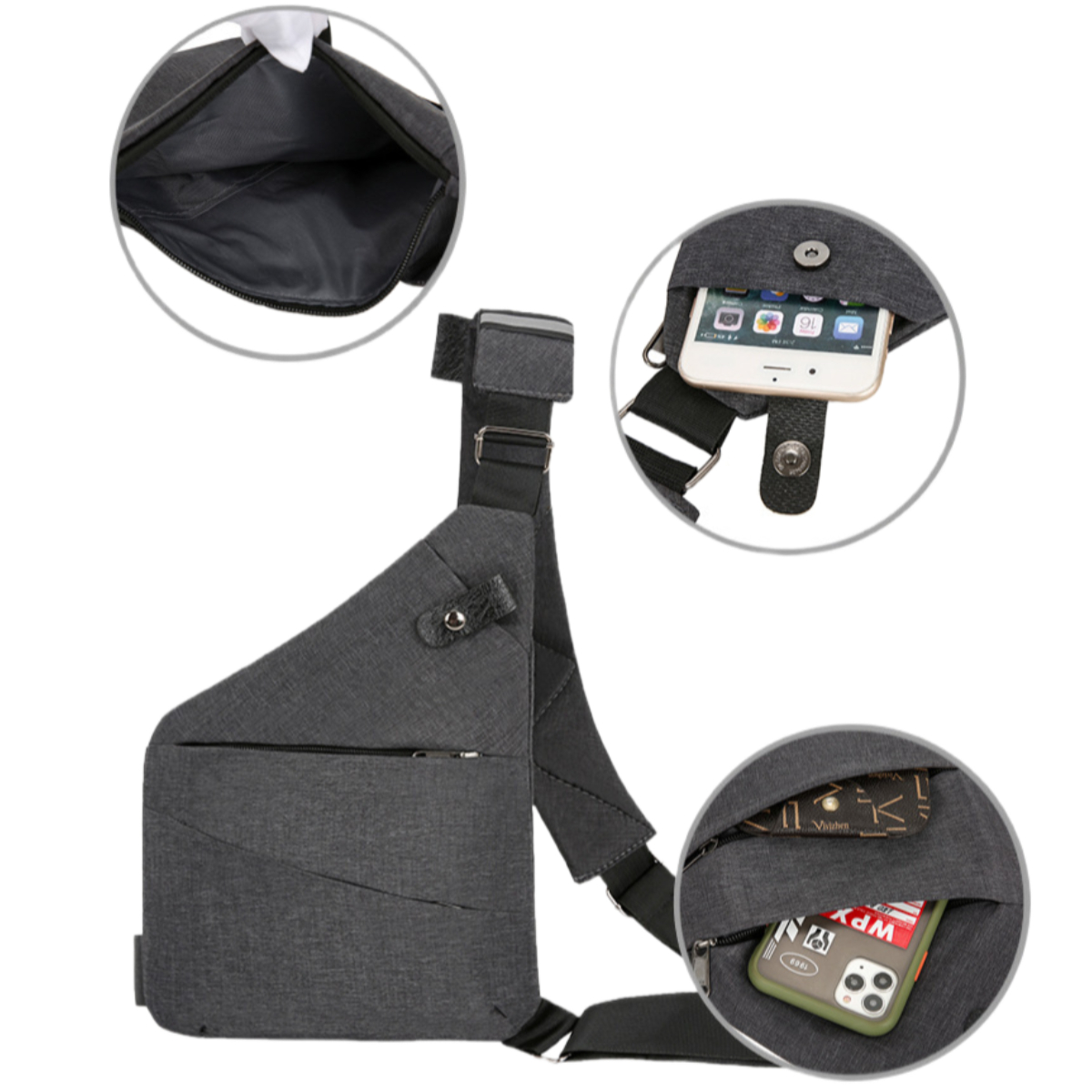 Anti Theft Travel Bag, Travel Purses Anti Theft Safe Slim Sling CrossBody Bag, Personal Flex Bag for Men&Women