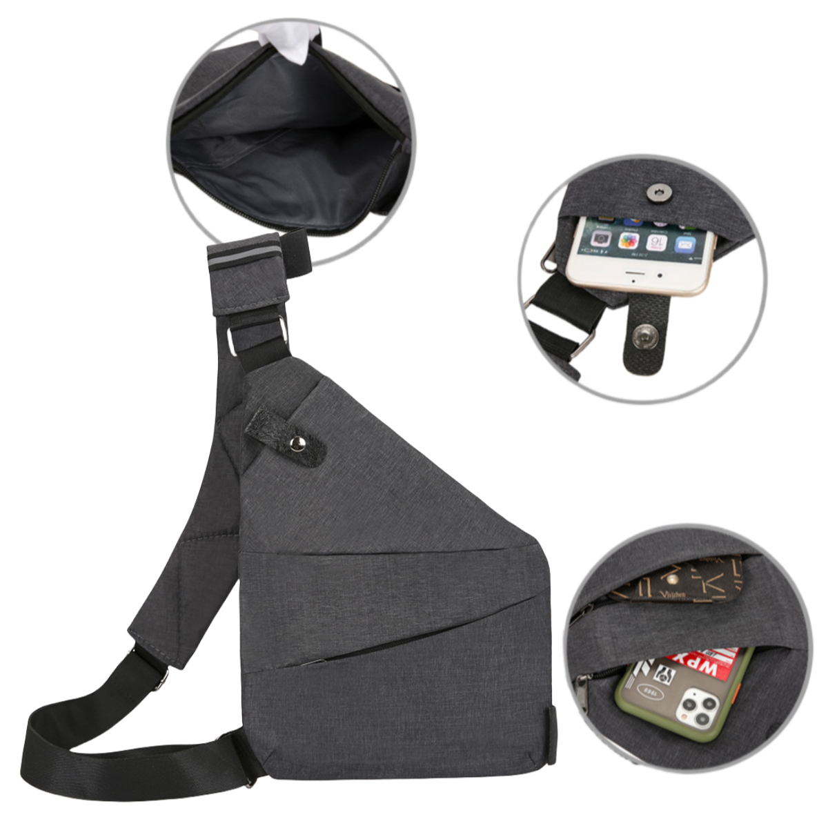 Anti Theft Travel Bag, Travel Purses Anti Theft Safe Slim Sling CrossBody Bag, Personal Flex Bag for Men&Women