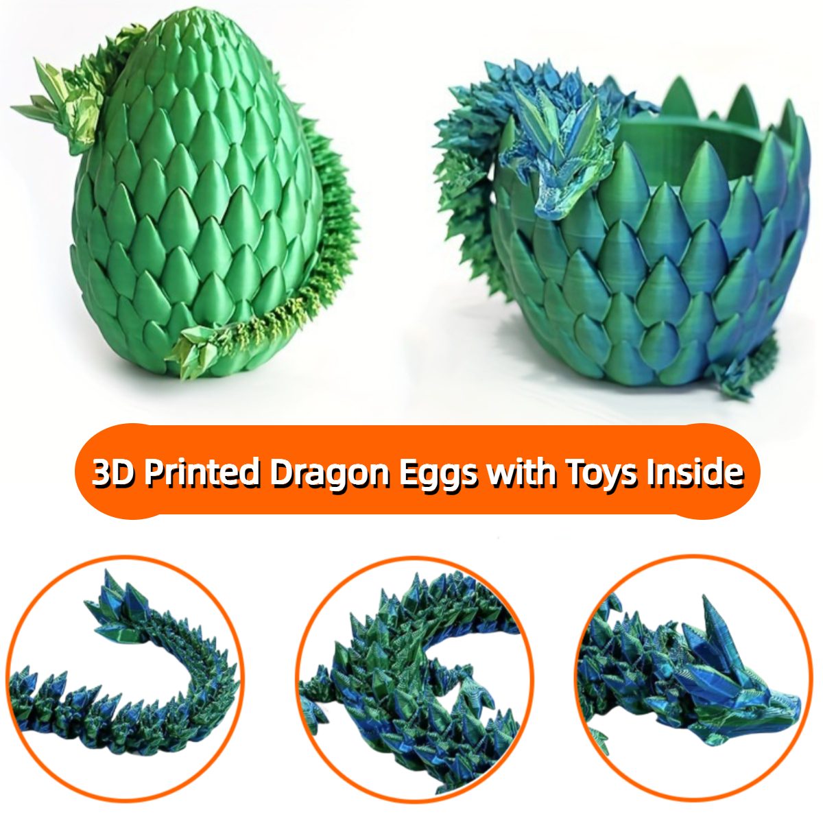 3D Printed Dragon Eggs Easter Basket Stuffers Eggs with Toys Inside