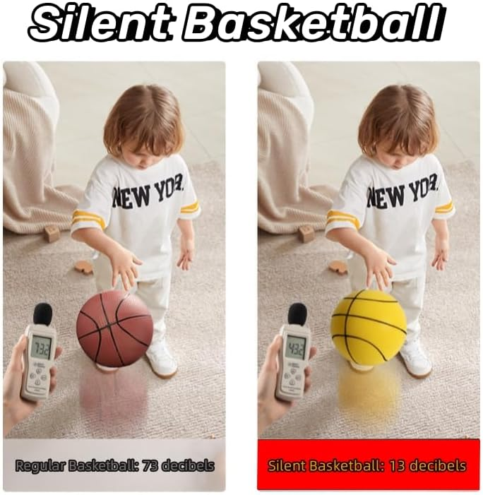 Silent Basketball 29.5/27.5/25.5inch - Standard Hush Handle Basketball, Quiet Basketball Dribbling Indoor, Silent Swish Basketball, Silent Training Foam Basketball for Indoor