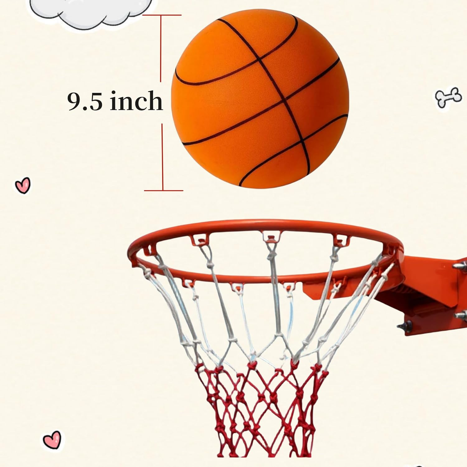 Silent Basketball 29.5/27.5/25.5inch - Standard Hush Handle Basketball, Quiet Basketball Dribbling Indoor, Silent Swish Basketball, Silent Training Foam Basketball for Indoor