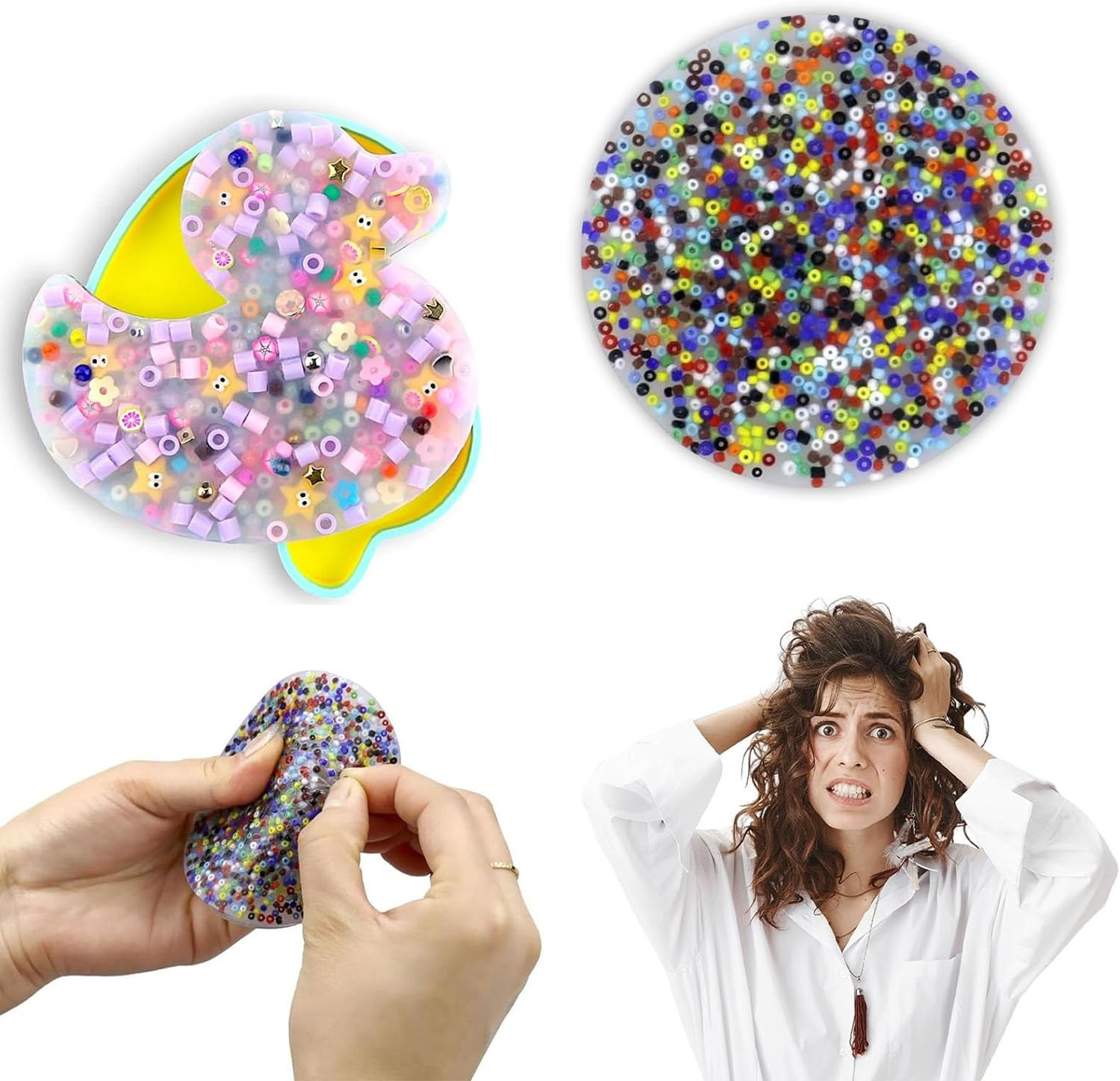 Picky Pad Fidget Beads, 2 Pack Anti Skin Picking Fidget Toys, Pick Pads Anxiety, Fidget Toys Adults Skin Picking Trichotillomania, Home Office Decor Executive Desk Toys