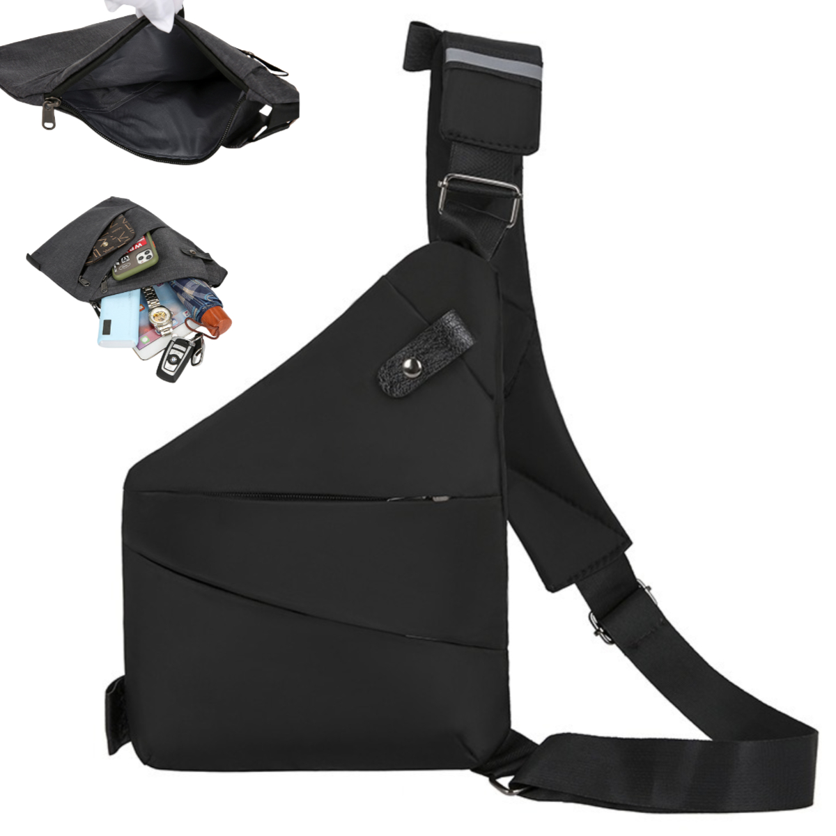 Anti Theft Travel Bag, Travel Purses Anti Theft Safe Slim Sling CrossBody Bag, Personal Flex Bag for Men&Women