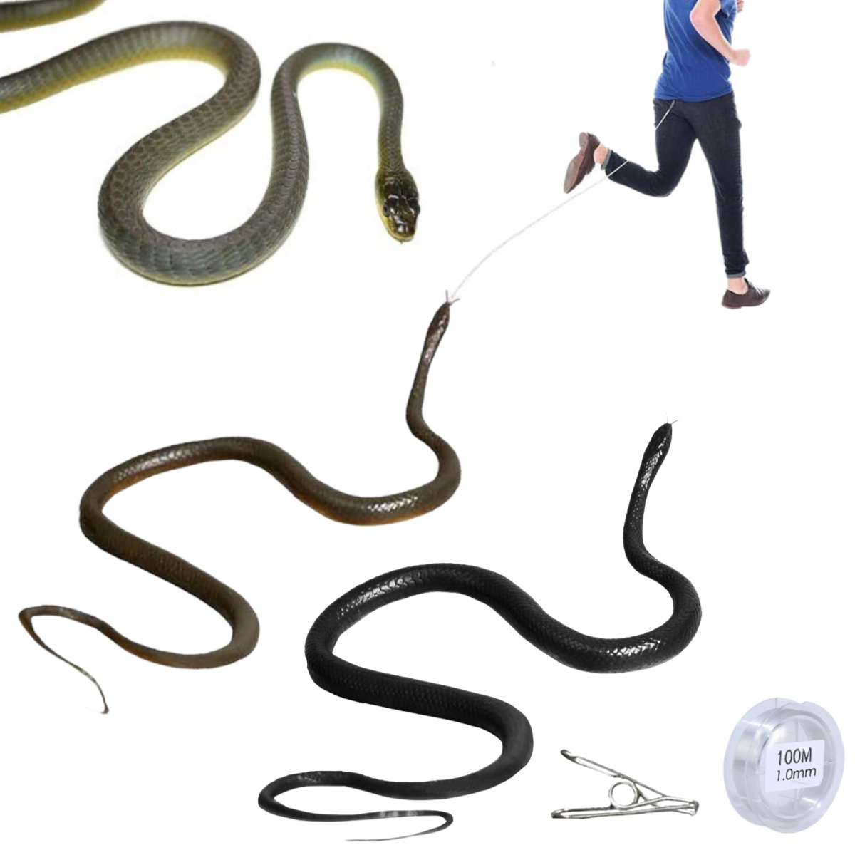 Mespluin Golf Snake Prank with String and Clip, Snake On A String Prank, Realistic Snake Prank That Chases People, Cooler Fake Snake Prank Prop for Teasing Friends