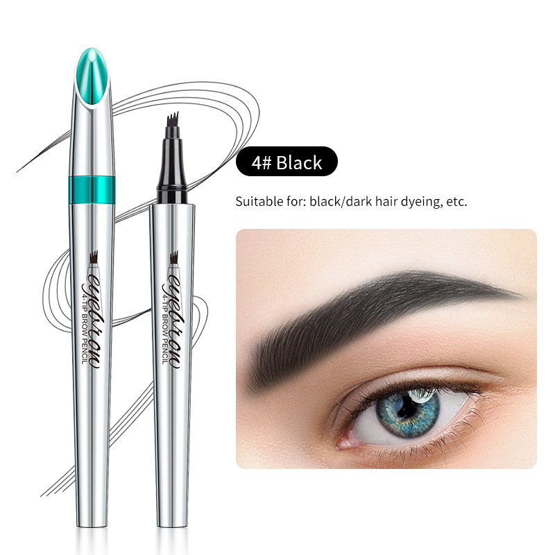 Magic Eyebrow Pencil, 3D Waterproof Microblading Eyebrow Pencil, 4 Tipped Precise Brow Pen, Natural Fine Stroke Microblading Eyebrow Pencil, Eye Brow Pencils for Women