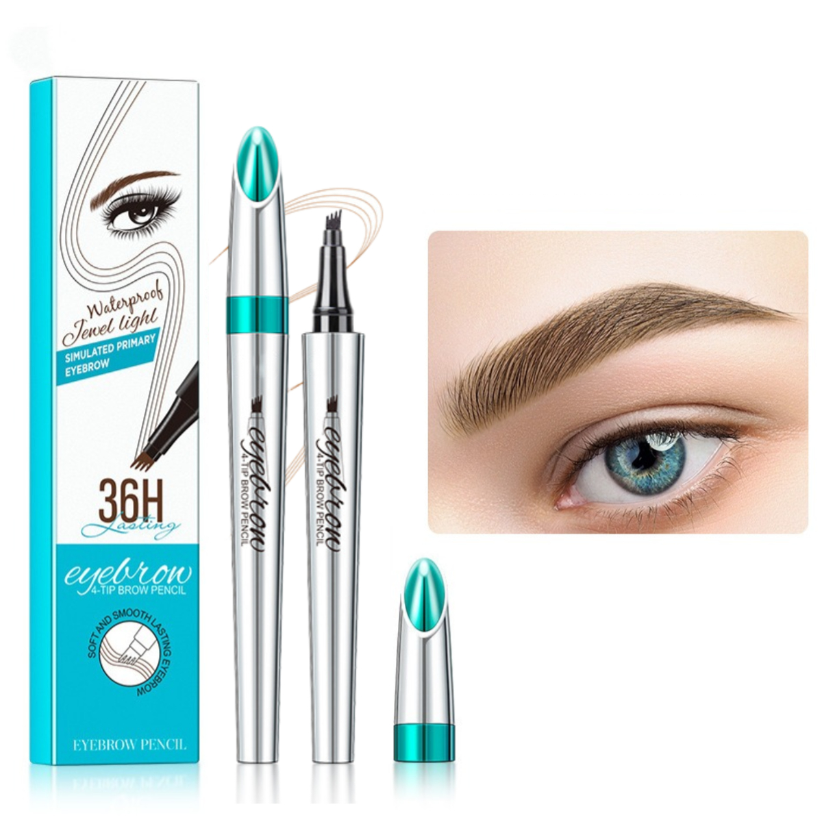 Magic Eyebrow Pencil, 3D Waterproof Microblading Eyebrow Pencil, 4 Tipped Precise Brow Pen, Natural Fine Stroke Microblading Eyebrow Pencil, Eye Brow Pencils for Women