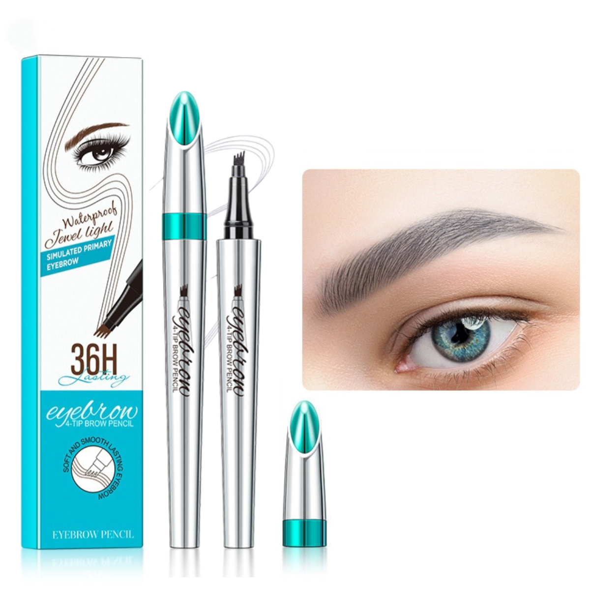 Magic Eyebrow Pencil, 3D Waterproof Microblading Eyebrow Pencil, 4 Tipped Precise Brow Pen, Natural Fine Stroke Microblading Eyebrow Pencil, Eye Brow Pencils for Women