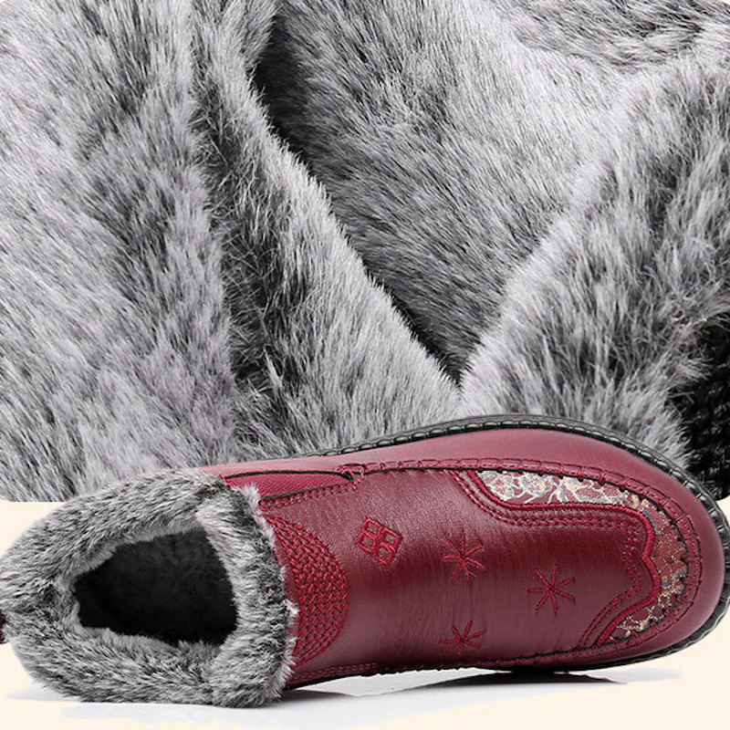 Women‘s Flower Embroidery Non-slip Winter Warm Shoes