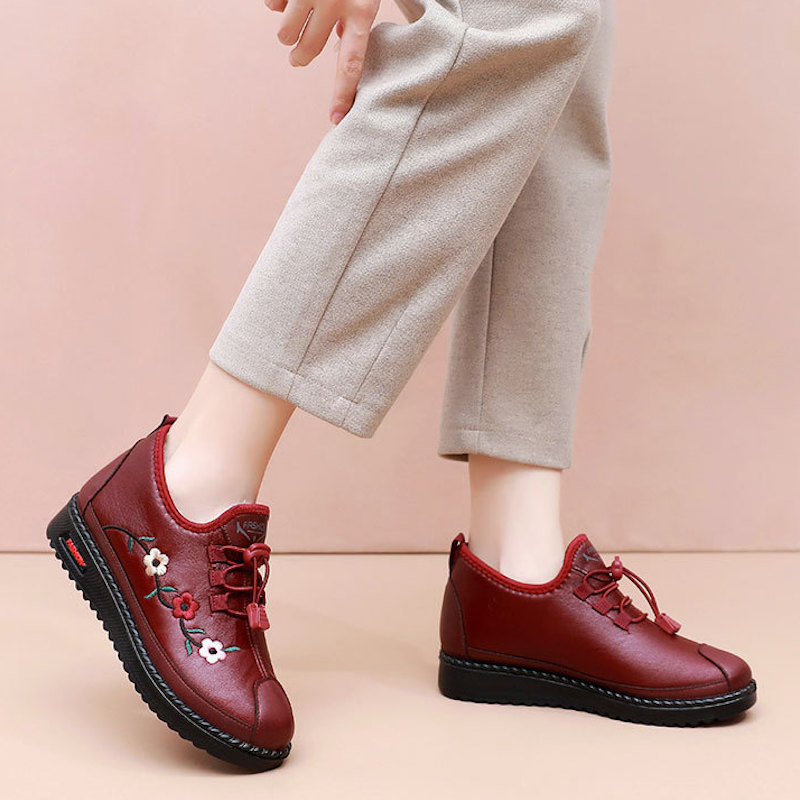 Women‘s Flower Embroidery Non-slip Winter Warm Shoes