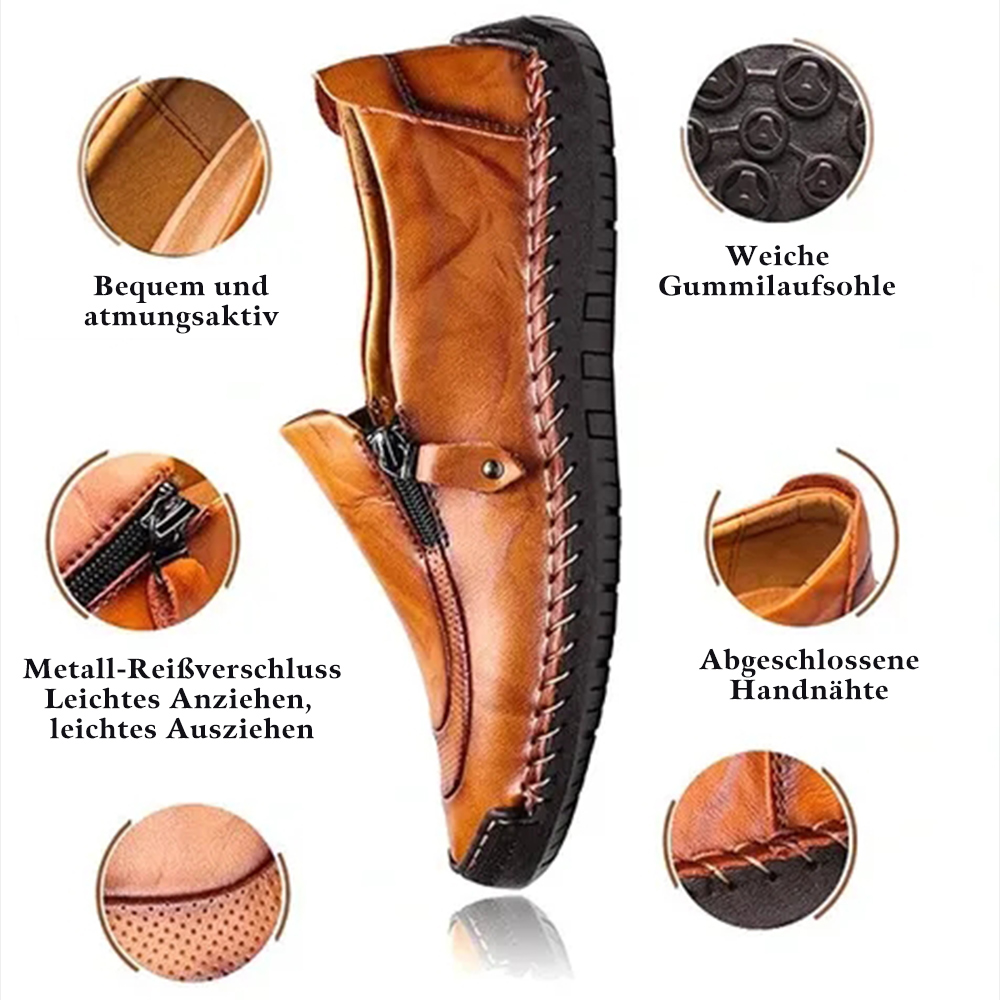 Saphirvogel™ Herren handgefertigt Seite Reißverschluss lässig bequem Leder Loafers