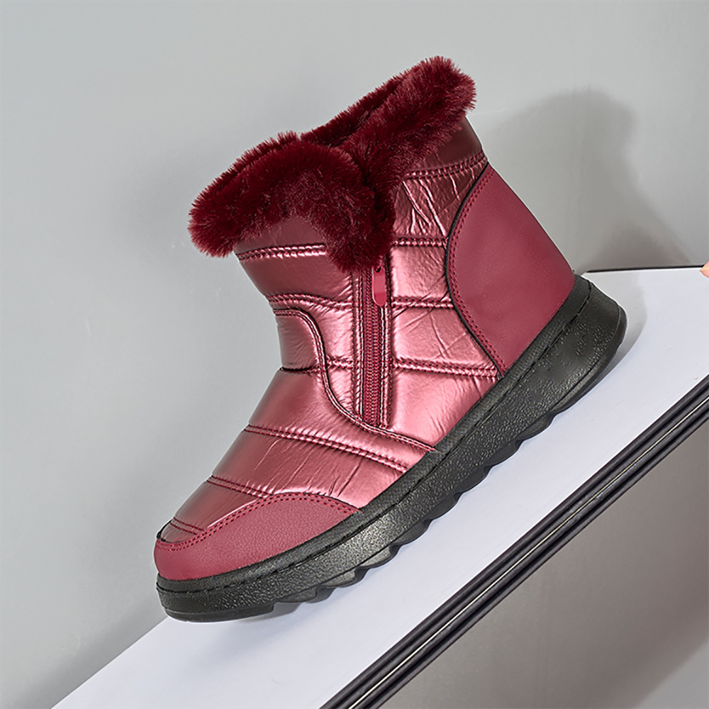Figcoco Winter women's outdoor waterproof and warm fleece snow boots