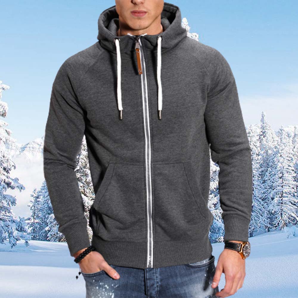 Saphirvogel™ Herren Fleece Plunger Ärmel Kapuze Zip Sweatshirt Jacke