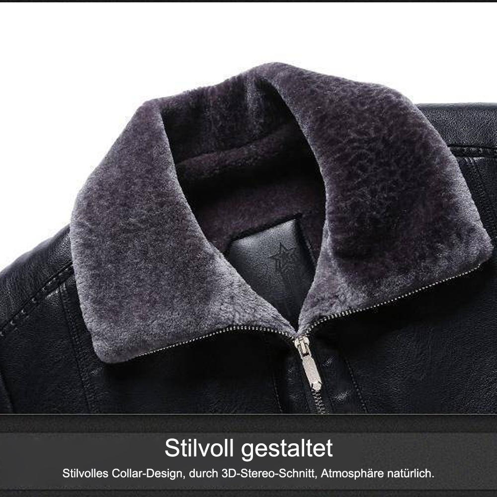 Saphirvogel™ Herren Faux Fleece gefüttert PU Leder Warme Jacke