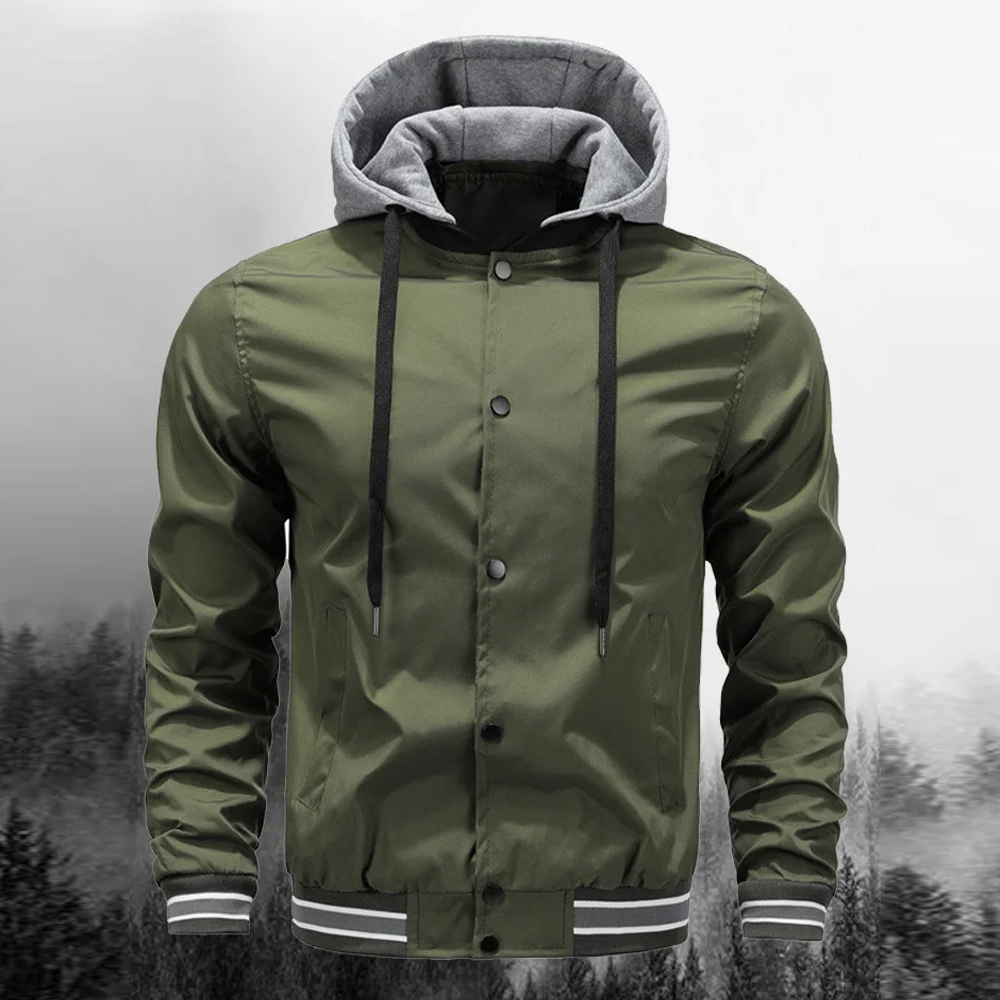 Saphirvogel™ Klassische Baseballjacke mit abnehmbarer Kapuze für Männer