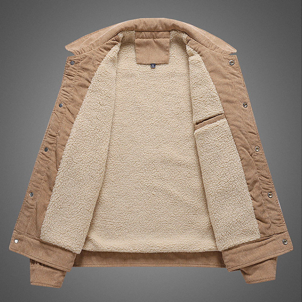 Saphirvogel™ Herren Revers Fleece Cord Snap Jacke