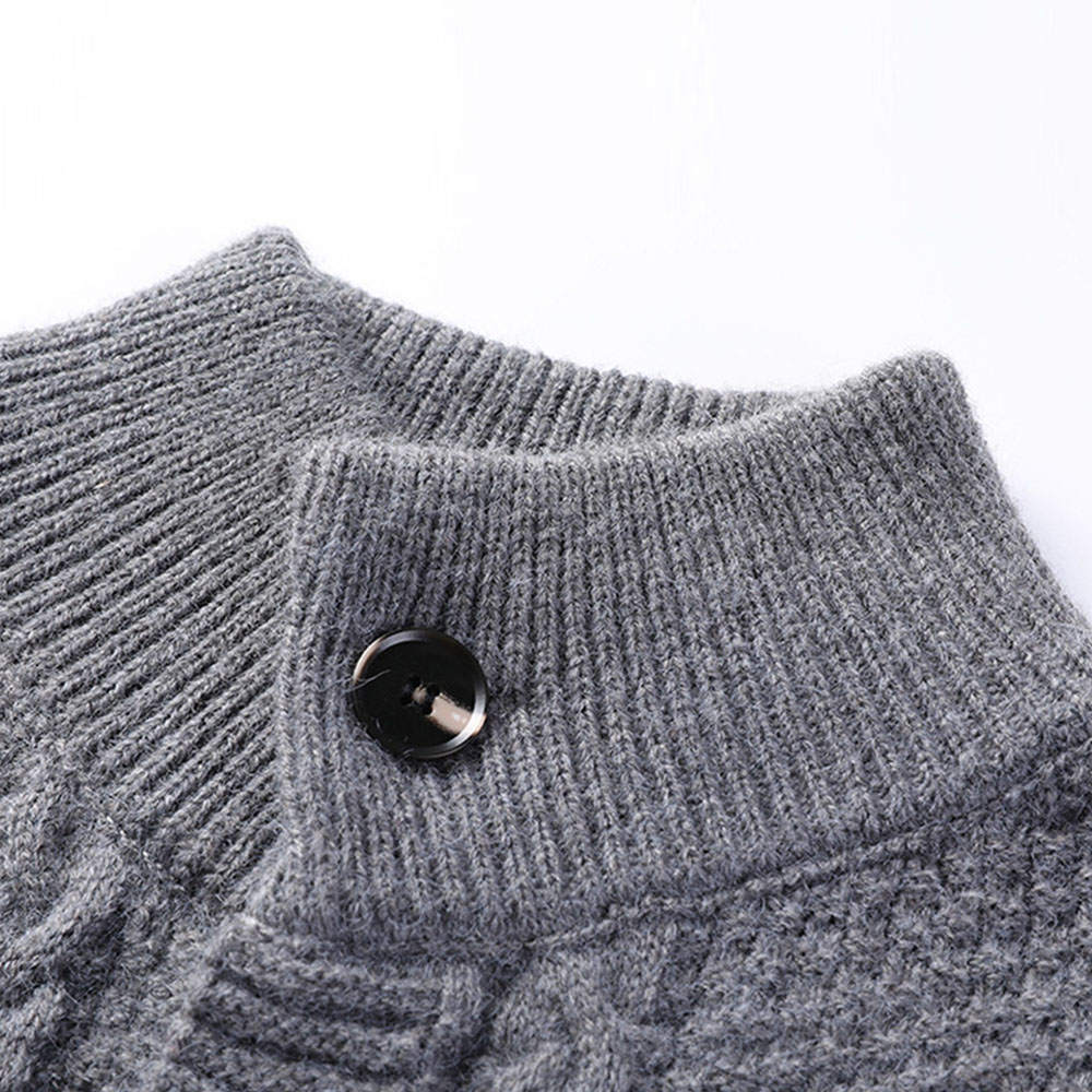 Saphirvogel™ Herren Twist Stehkragen Knopf-Taschen-Strickjacke Pullover