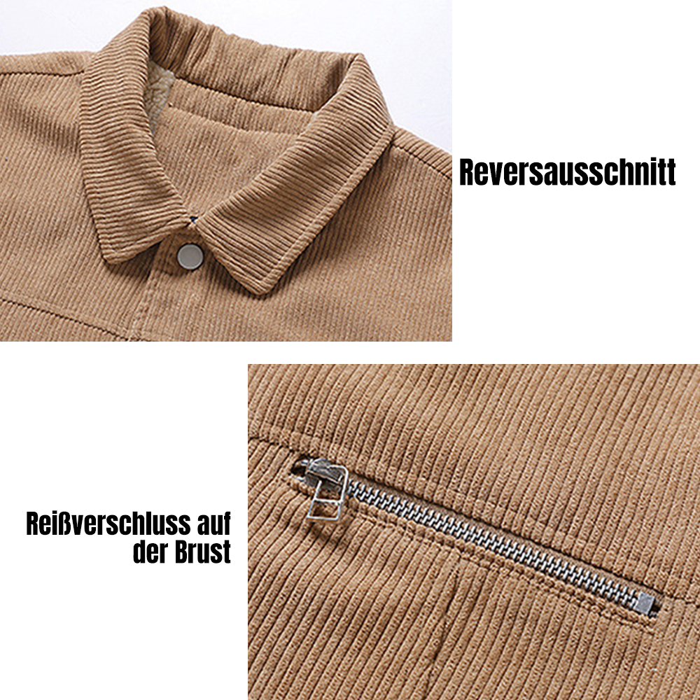 Saphirvogel™ Herren Revers Fleece Cord Snap Jacke