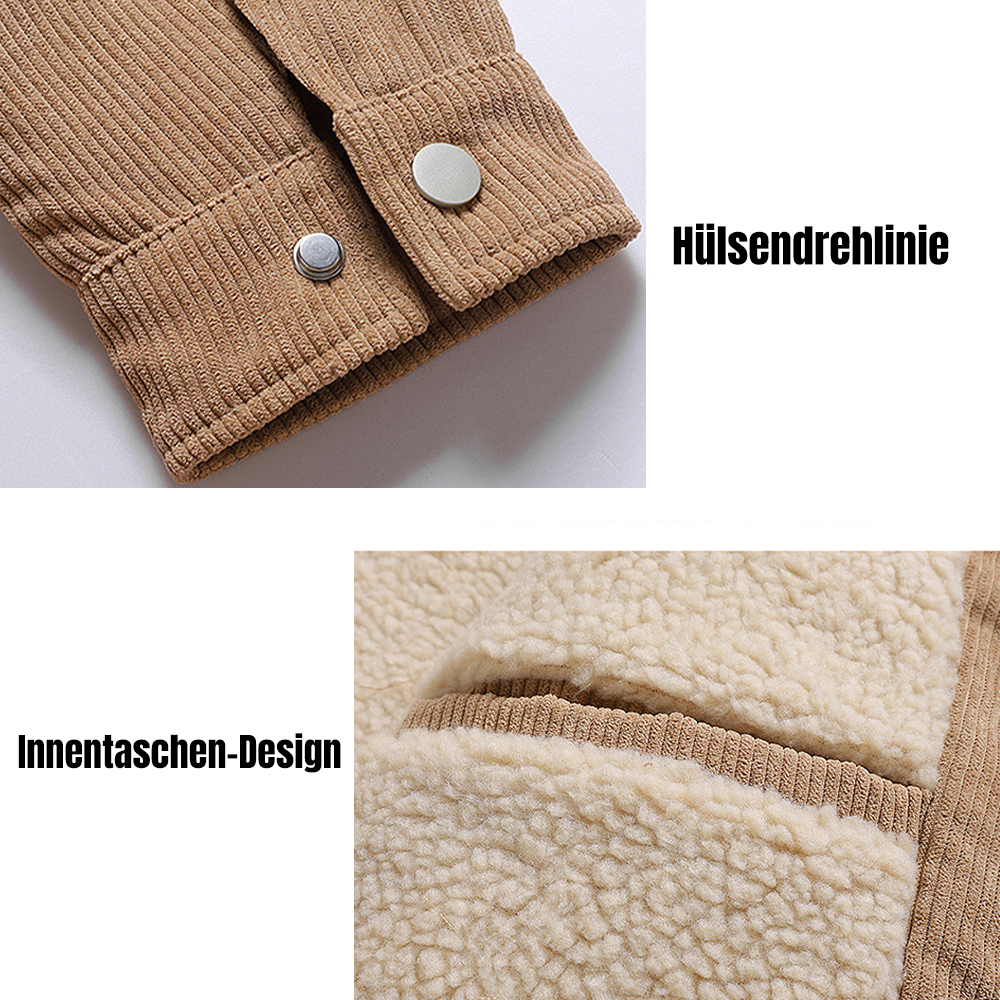 Saphirvogel™ Herren Revers Fleece Cord Snap Jacke