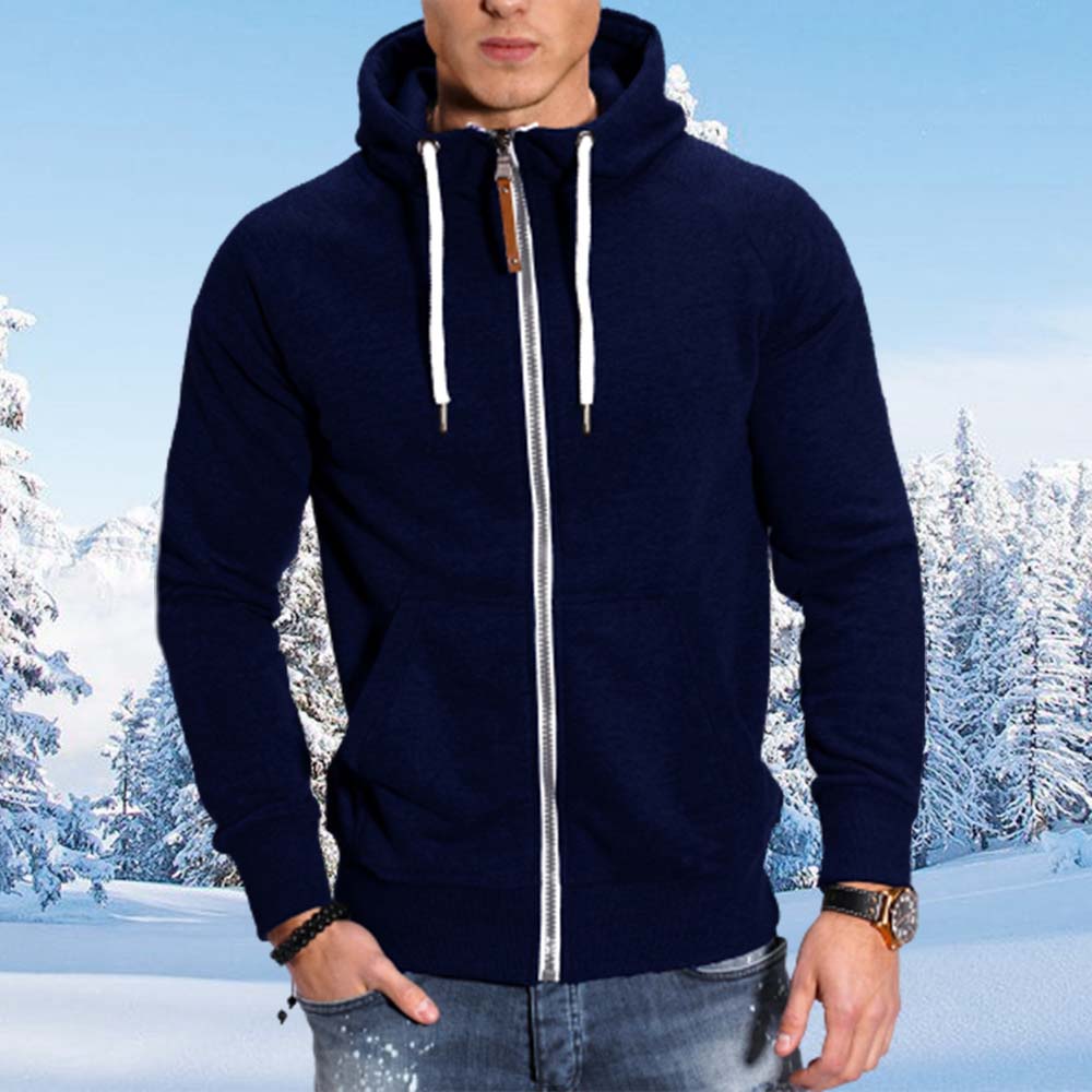 Saphirvogel™ Herren Fleece Plunger Ärmel Kapuze Zip Sweatshirt Jacke