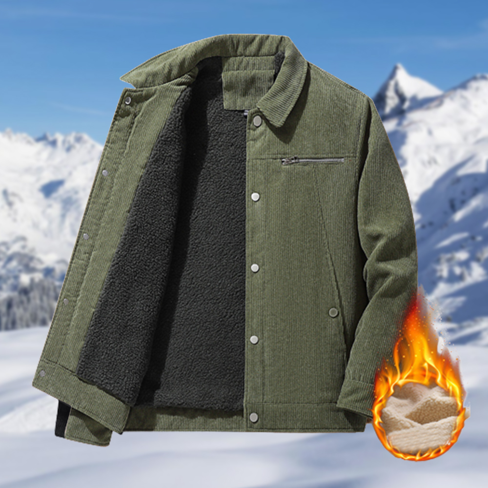 Saphirvogel™ Herren Revers Fleece Cord Snap Jacke