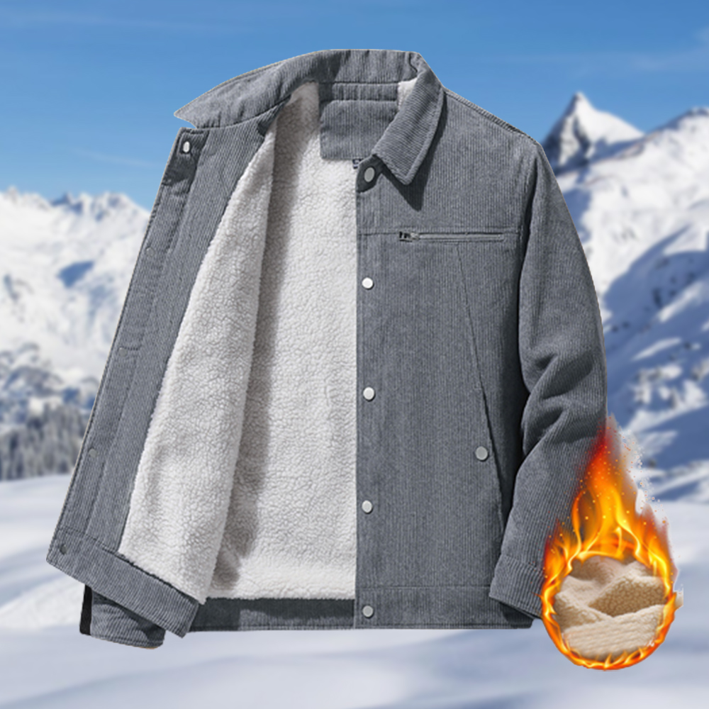 Saphirvogel™ Herren Revers Fleece Cord Snap Jacke