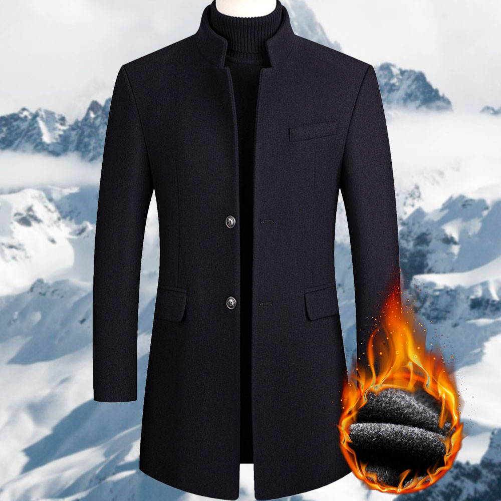 Saphirvogel™ Herren Stehkragen Verdickter mittellanger Tweed-Mantel