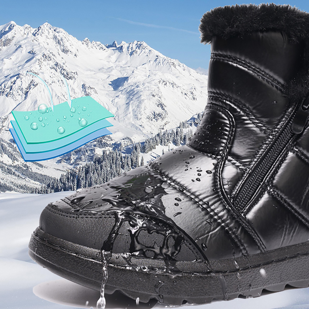 Figcoco Winter women's outdoor waterproof and warm fleece snow boots