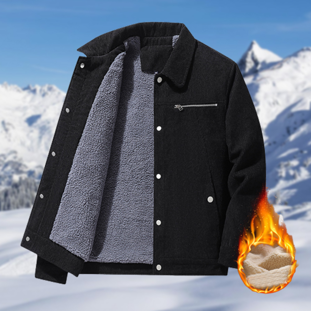 Saphirvogel™ Herren Revers Fleece Cord Snap Jacke