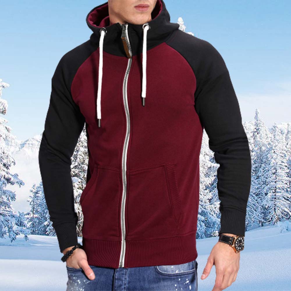 Saphirvogel™ Herren Fleece Plunger Ärmel Kapuze Zip Sweatshirt Jacke