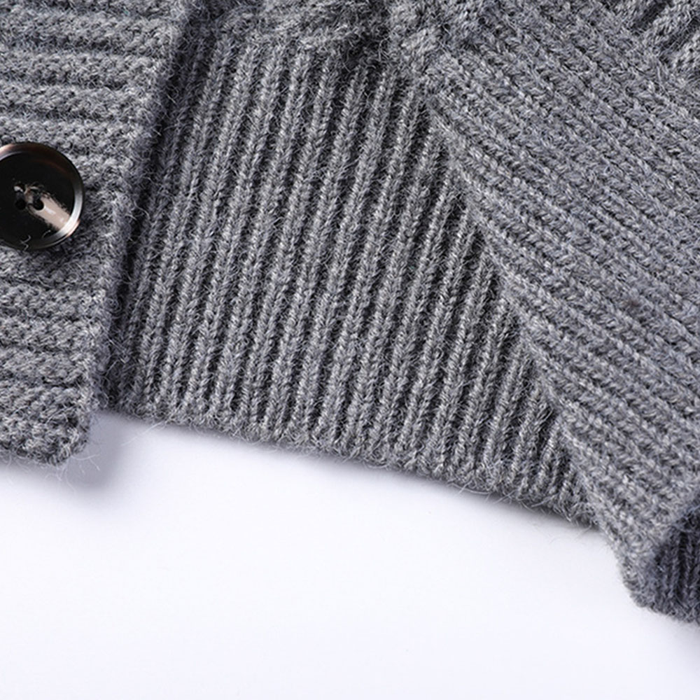 Saphirvogel™ Herren Twist Stehkragen Knopf-Taschen-Strickjacke Pullover