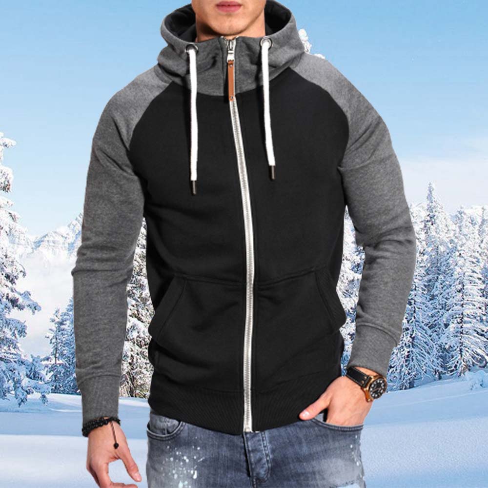 Saphirvogel™ Herren Fleece Plunger Ärmel Kapuze Zip Sweatshirt Jacke