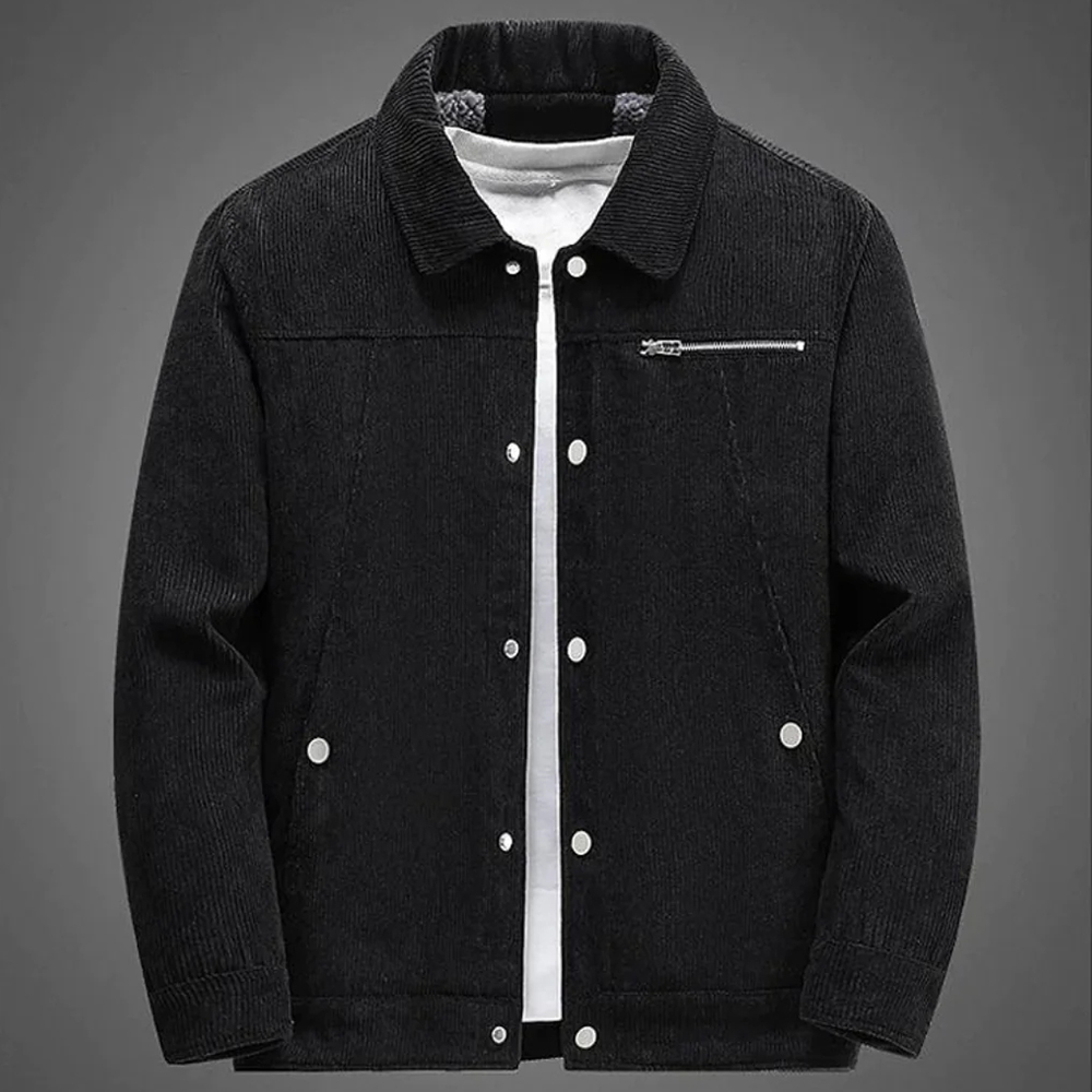 Saphirvogel™ Herren Revers Fleece Cord Snap Jacke