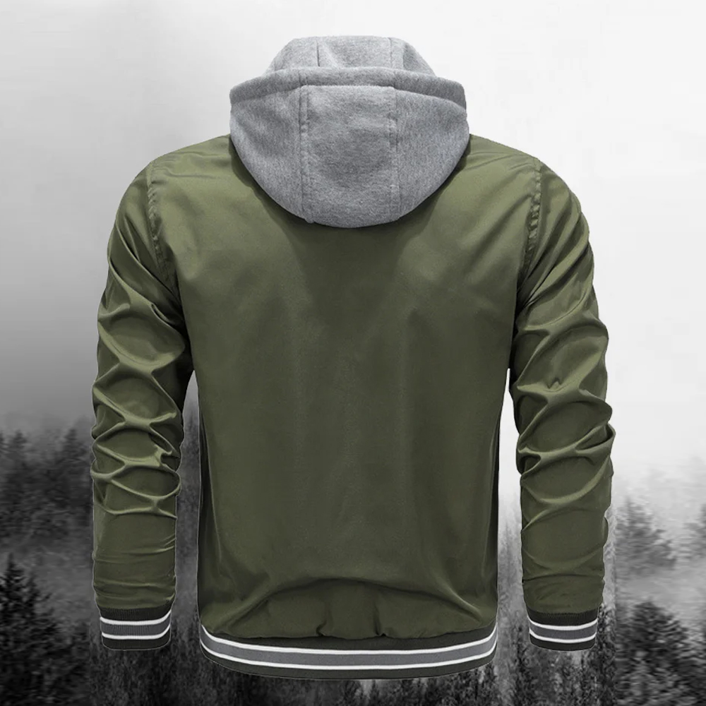 Saphirvogel™ Klassische Baseballjacke mit abnehmbarer Kapuze für Männer