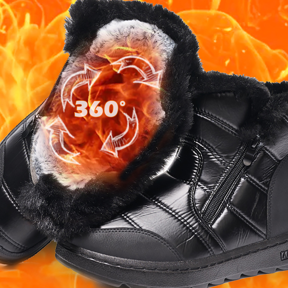 Figcoco Winter women's outdoor waterproof and warm fleece snow boots