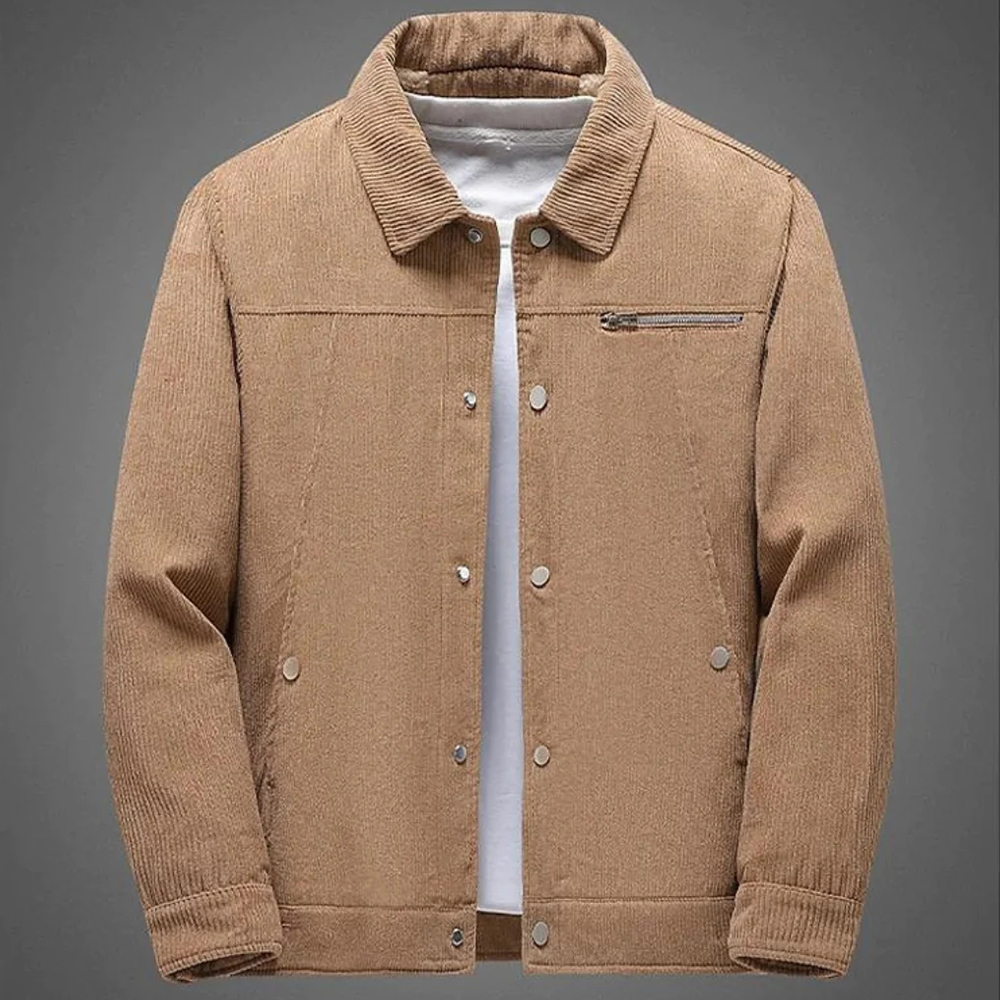 Saphirvogel™ Herren Revers Fleece Cord Snap Jacke