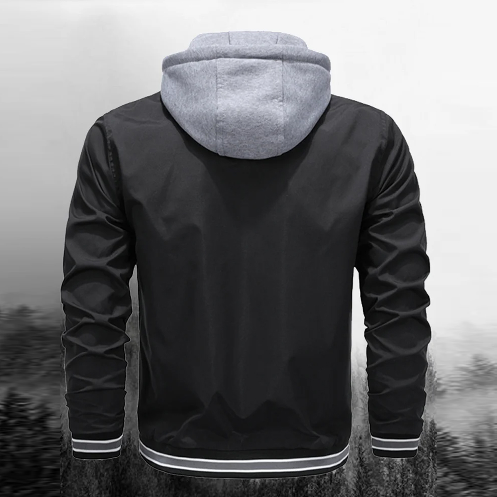 Saphirvogel™ Klassische Baseballjacke mit abnehmbarer Kapuze für Männer