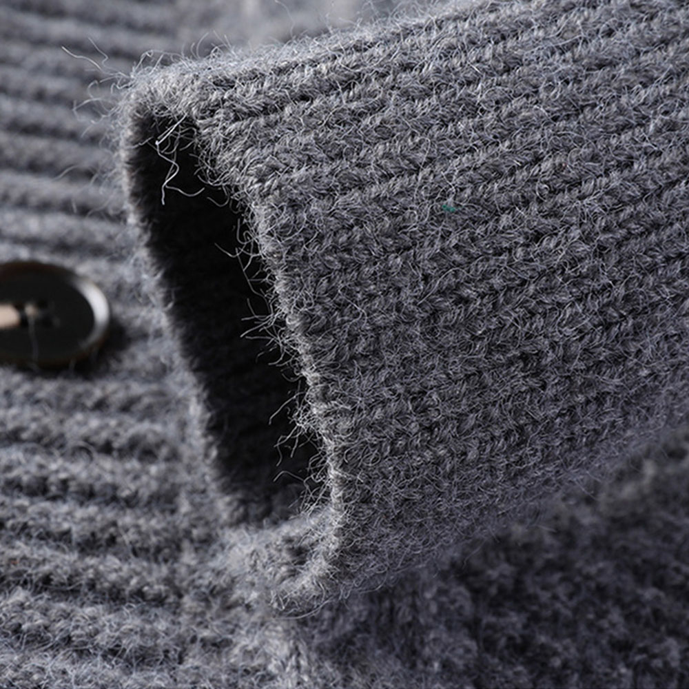 Saphirvogel™ Herren Twist Stehkragen Knopf-Taschen-Strickjacke Pullover